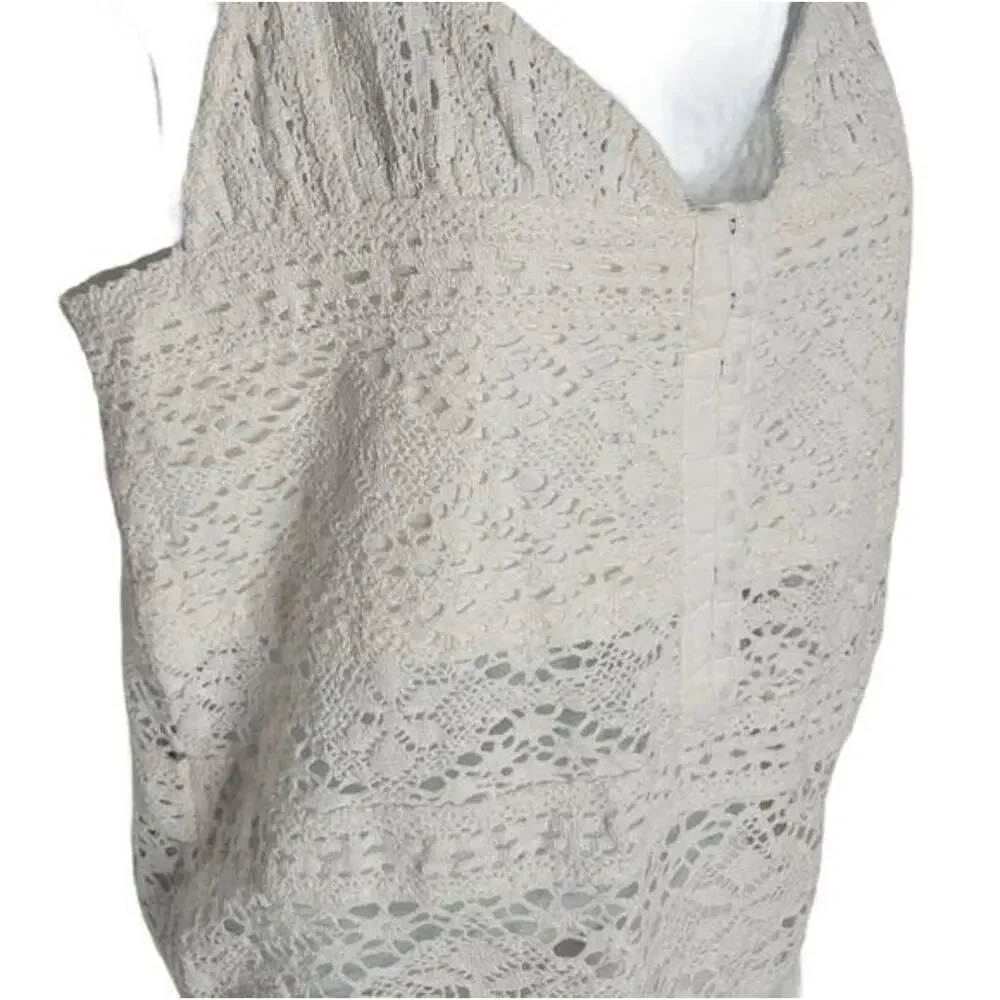 Free People White Hooked on Lace Knit Cotton Thong Bodysuit NEW Women's Small